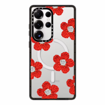 Casetify รุ่น Impact Case with Magnetic - เคส Galaxy S25 Ultra - ลาย Crochet Flowers - Red