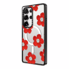 Casetify รุ่น Impact Case with Magnetic - เคส Galaxy S25 Ultra - ลาย Crochet Flowers - Red