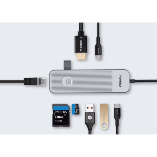อุปกรณ์เชื่อมต่อ Momax รุ่น One Link Hub 8-in-1 USB-C 100W PD - สี Space Grey