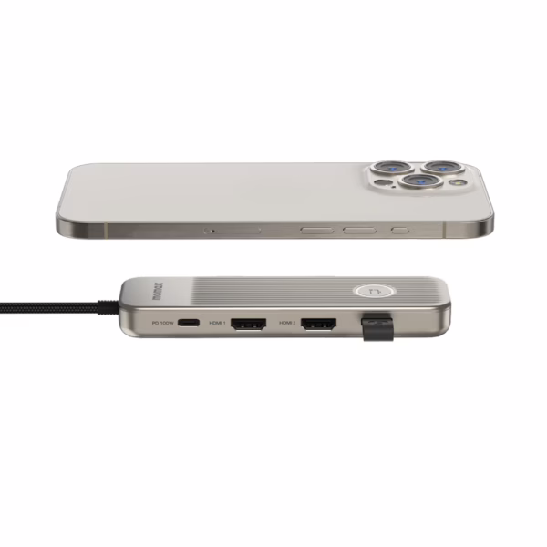 อุปกรณ์เชื่อมต่อ Momax รุ่น One-Link Hub 9-in-1 USB-C PD to Dual HDMI - สี Titanium