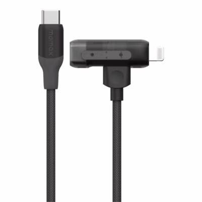 Momax สายชาร์จ รุ่น 1-Link Flow Duo 2-in-1 ชาร์จไว 60W PD USB-C to C + Lightning (ยาว 1.5m) - สี Black