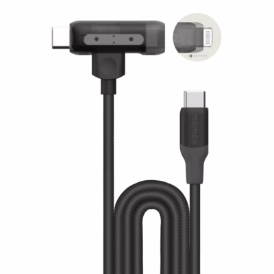 Momax สายชาร์จ รุ่น 1-Link Flow Duo 2-in-1 ชาร์จไว 60W PD USB-C to C + Lightning (ยาว 1.5m) - สี Black