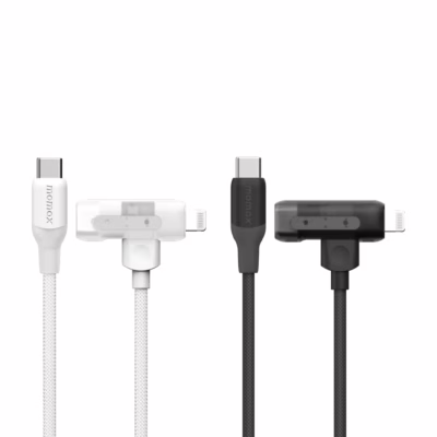 Momax สายชาร์จ รุ่น 1-Link Flow Duo 2-in-1 ชาร์จไว 60W PD USB-C to C + Lightning (ยาว 1.5m) - สี Black