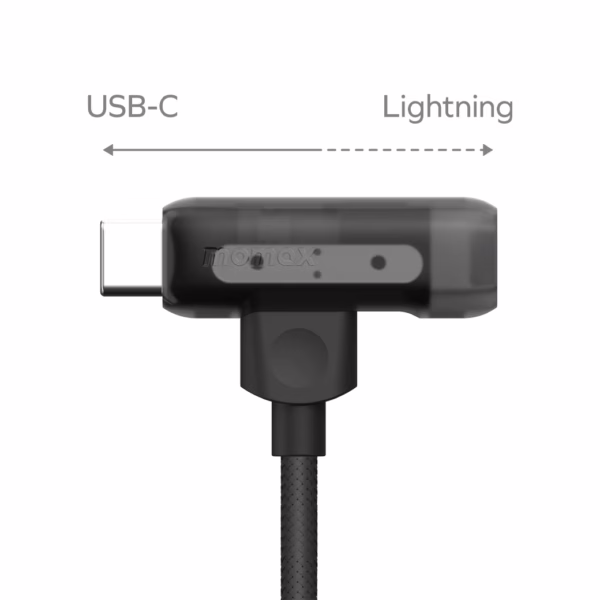 Momax สายชาร์จ รุ่น 1-Link Flow Duo 2-in-1 ชาร์จไว 60W PD USB-C to C + Lightning (ยาว 1.5m) - สี Black