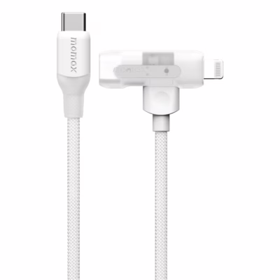 Momax สายชาร์จ รุ่น 1-Link Flow Duo 2-in-1 ชาร์จไว 60W PD USB-C to C + Lightning (ยาว 1.5m) - สี White