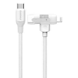 Momax สายชาร์จ รุ่น 1-Link Flow Duo 2-in-1 ชาร์จไว 60W PD USB-C to C + Lightning (ยาว 1.5m) - สี White