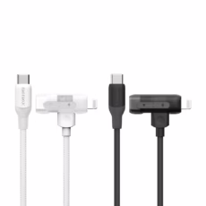 Momax สายชาร์จ รุ่น 1-Link Flow Duo 2-in-1 ชาร์จไว 60W PD USB-C to C + Lightning (ยาว 1.5m) - สี White