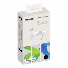 Momax สายชาร์จ รุ่น 1-Link Flow Duo 2-in-1 ชาร์จไว 60W PD USB-C to C + Lightning (ยาว 1.5m) - สี White