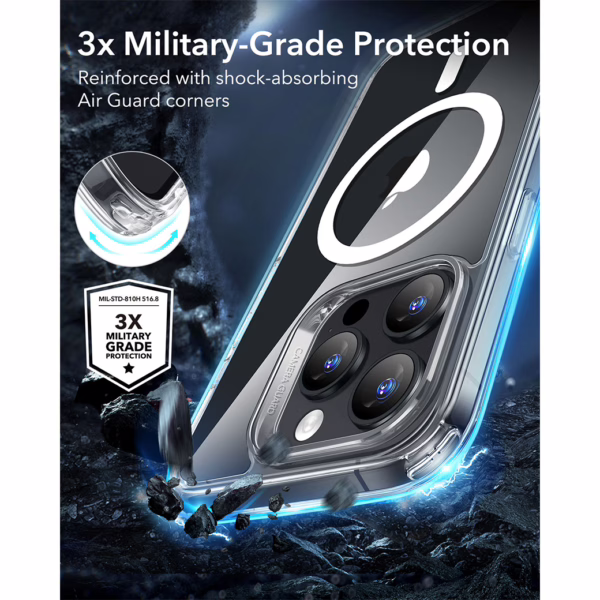 ESR รุ่น Classic Hybrid (Halolock) - Bundle Set - เคส+ฟิล์ม iPhone 16 Pro Max - สี Clear (พร้อมฟิล์ม+กระจกเลนส์กล้อง)