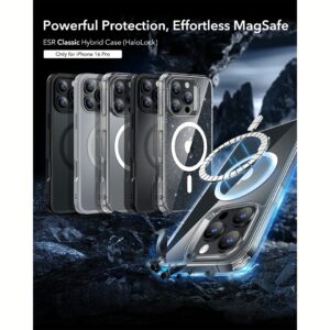 ESR รุ่น Classic Hybrid (Halolock) - Bundle Set - เคส+ฟิล์ม iPhone 16 Pro - สี Clear (พร้อมฟิล์ม+กระจกเลนส์กล้อง)