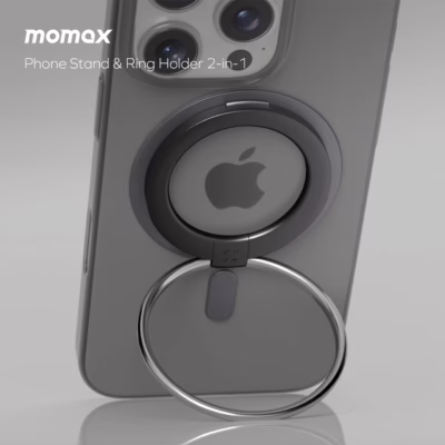 Momax รุ่น Hoop Magnetic Ring Stand - แหวนติดหลังมือถือ - สี Black