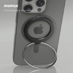 Momax รุ่น Hoop Magnetic Ring Stand - แหวนติดหลังมือถือ - สี Black