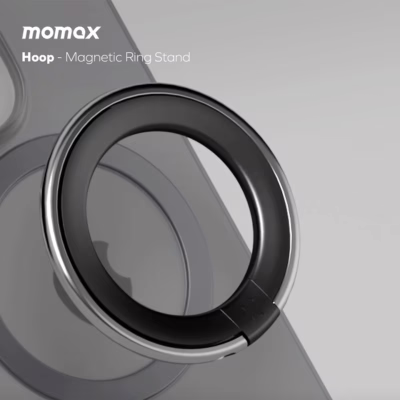 Momax รุ่น Hoop Magnetic Ring Stand - แหวนติดหลังมือถือ - สี Black