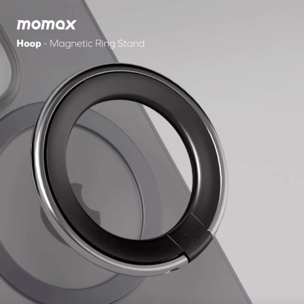 Momax รุ่น Hoop Magnetic Ring Stand - แหวนติดหลังมือถือ - สี Black