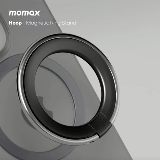 Momax รุ่น Hoop Magnetic Ring Stand - แหวนติดหลังมือถือ - สี Black - Image 6