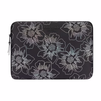 Kate Spade รุ่น Puffer Sleeve - ซองใส่แล็ปท็อป Laptop 16" - ลาย Hollyhock Iridescent Black