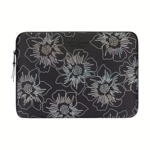 Kate Spade รุ่น Puffer Sleeve - ซองใส่แล็ปท็อป Laptop 16" - ลาย Hollyhock Iridescent Black