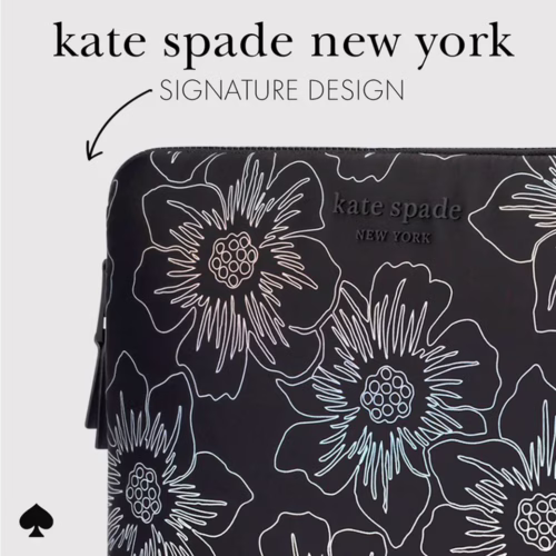 Kate Spade รุ่น Puffer Sleeve - ซองใส่แล็ปท็อป Laptop 16" - ลาย Hollyhock Iridescent Black - Image 2