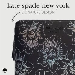 Kate Spade รุ่น Puffer Sleeve - ซองใส่แล็ปท็อป Laptop 16" - ลาย Hollyhock Iridescent Black