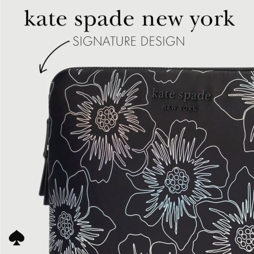 Kate Spade รุ่น Puffer Sleeve - ซองใส่แล็ปท็อป Laptop 16" - ลาย Hollyhock Iridescent Black - Image 2