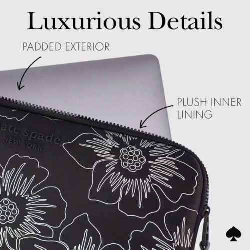 Kate Spade รุ่น Puffer Sleeve - ซองใส่แล็ปท็อป Laptop 16" - ลาย Hollyhock Iridescent Black - Image 3