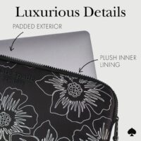 Kate Spade รุ่น Puffer Sleeve - ซองใส่แล็ปท็อป Laptop 16" - ลาย Hollyhock Iridescent Black