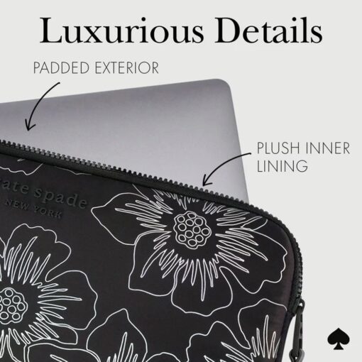 Kate Spade รุ่น Puffer Sleeve - ซองใส่แล็ปท็อป Laptop 16" - ลาย Hollyhock Iridescent Black - Image 3