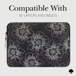 Kate Spade รุ่น Puffer Sleeve - ซองใส่แล็ปท็อป Laptop 16" - ลาย Hollyhock Iridescent Black