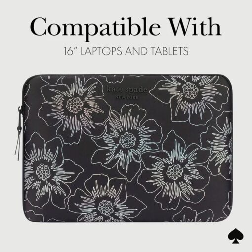 Kate Spade รุ่น Puffer Sleeve - ซองใส่แล็ปท็อป Laptop 16" - ลาย Hollyhock Iridescent Black - Image 4