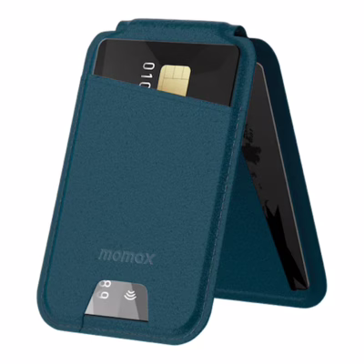 Momax รุ่น 1-Wallet - ที่เก็บบัตรติดหลังมือถือ - สี Teal Blue