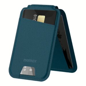 Momax รุ่น 1-Wallet - ที่เก็บบัตรติดหลังมือถือ - สี Teal Blue