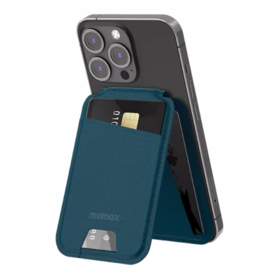 Momax รุ่น 1-Wallet - ที่เก็บบัตรติดหลังมือถือ - สี Teal Blue