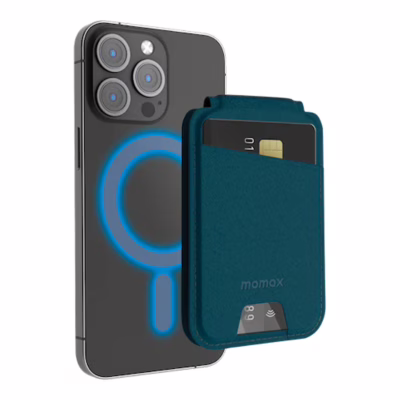Momax รุ่น 1-Wallet - ที่เก็บบัตรติดหลังมือถือ - สี Teal Blue