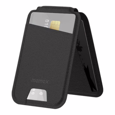 Momax รุ่น 1-Wallet - ที่เก็บบัตรติดหลังมือถือ - สี Black