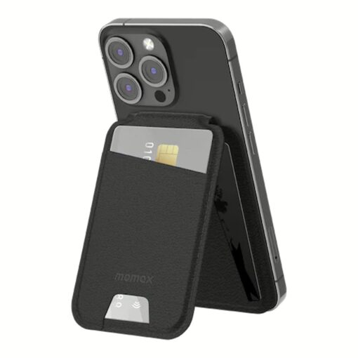 Momax รุ่น 1-Wallet - ที่เก็บบัตรติดหลังมือถือ - สี Black - Image 2