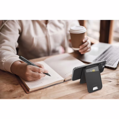 Momax รุ่น 1-Wallet - ที่เก็บบัตรติดหลังมือถือ - สี Black