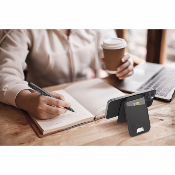 Momax รุ่น 1-Wallet - ที่เก็บบัตรติดหลังมือถือ - สี Black