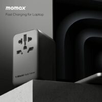 Momax หัวชาร์จ+หัวแปลงปลั๊กไฟ รุ่น 1-World Travel Adapter 4-Port กำลังไฟ 140W ชาร์จไว GaN + สาย USB-C to C 140W (ยาว 1m) - สี Black