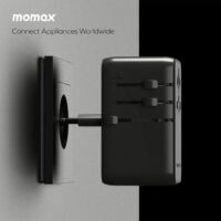 Momax หัวชาร์จ+หัวแปลงปลั๊กไฟ รุ่น 1-World Travel Adapter 4-Port กำลังไฟ 140W ชาร์จไว GaN + สาย USB-C to C 140W (ยาว 1m) - สี Black