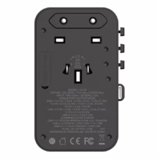 Momax หัวชาร์จ+หัวแปลงปลั๊กไฟ รุ่น 1-World Travel Adapter 3-Port กำลังไฟ 70W ชาร์จไว GaN พร้อมสาย USB-C ในตัว - สี Black