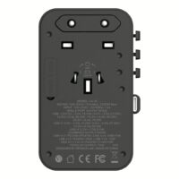 Momax หัวชาร์จ+หัวแปลงปลั๊กไฟ รุ่น 1-World Travel Adapter 3-Port กำลังไฟ 70W ชาร์จไว GaN พร้อมสาย USB-C ในตัว - สี Black