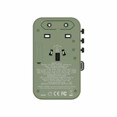 Momax หัวชาร์จ+หัวแปลงปลั๊กไฟ รุ่น 1-World Travel Adapter 3-Port กำลังไฟ 70W ชาร์จไว GaN พร้อมสาย USB-C ในตัว - ลาย MS-06F-Green