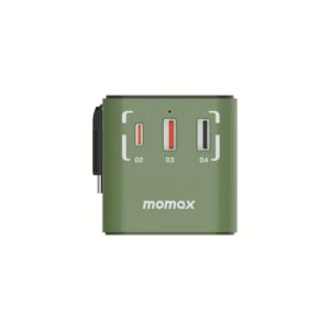 Momax หัวชาร์จ+หัวแปลงปลั๊กไฟ รุ่น 1-World Travel Adapter 3-Port กำลังไฟ 70W ชาร์จไว GaN พร้อมสาย USB-C ในตัว - ลาย MS-06F-Green 16 Momax หัวชาร์จ+หัวแปลงปลั๊กไฟ รุ่น 1-World Travel Adapter 3-Port กำลังไฟ 70W ชาร์จไว GaN พร้อมสาย USB-C ในตัว - ลาย MS-06F-Green