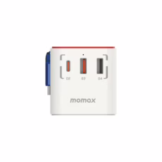 Momax หัวชาร์จ+หัวแปลงปลั๊กไฟ รุ่น 1-World Travel Adapter 3-Port กำลังไฟ 70W ชาร์จไว GaN พร้อมสาย USB-C ในตัว - ลาย RX-78-2-White