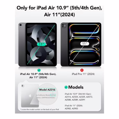 ESR รุ่น Ascend Trifold - เคส iPad Air 11" (2025/2024), iPad Air 10.9" (5th/4th Gen) - สี Forest Green