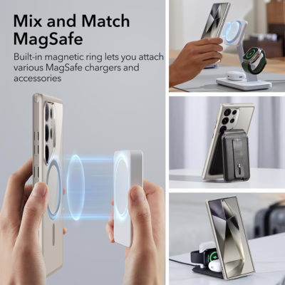 ESR รุ่น Classic Hybrid Case (HaloLock) - เคส Galaxy S24 Ultra - สี Clear Grey