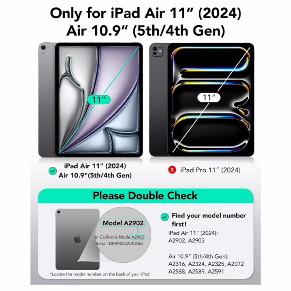 ESR รุ่น Rebound Magnetic Case - เคส iPad Air 11" (2025/2024), iPad Air 10.9" (5th/4th Gen), iPad Pro 11" (1st Gen) - สี Brilliant White