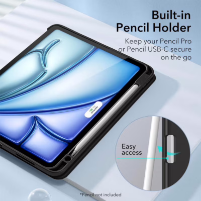 ESR รุ่น Rebound Pencil Case - เคส iPad Air 11" (2025/2024), iPad Air 10.9" (5th/4th Gen) - สี Black