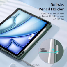 ESR รุ่น Rebound Pencil Case - เคส iPad Air 11" (2025/2024), iPad Air 10.9" (5th/4th Gen) - สี Forest Green