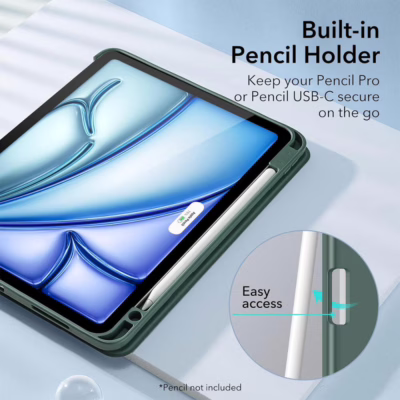 ESR รุ่น Rebound Pencil Case - เคส iPad Air 11" (2025/2024), iPad Air 10.9" (5th/4th Gen) - สี Forest Green